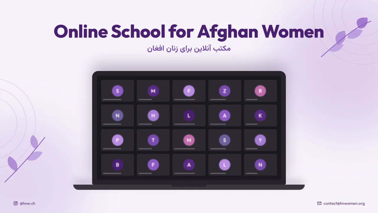 Online School for Afghan Women: a laptop showing an online class